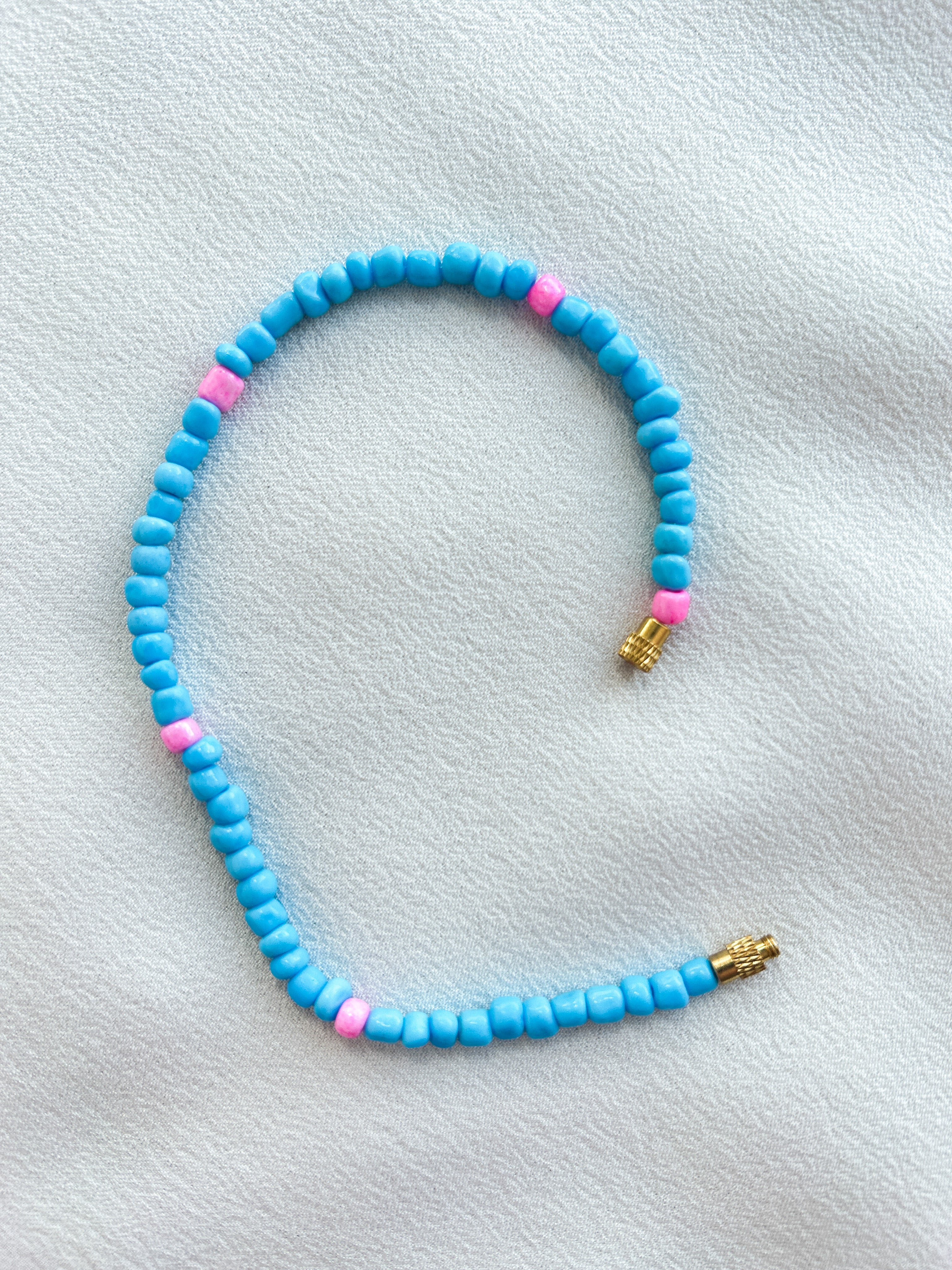 [THE ELEVEN] Anklet/Bracelet: Blue/Pink [Large Beads]
