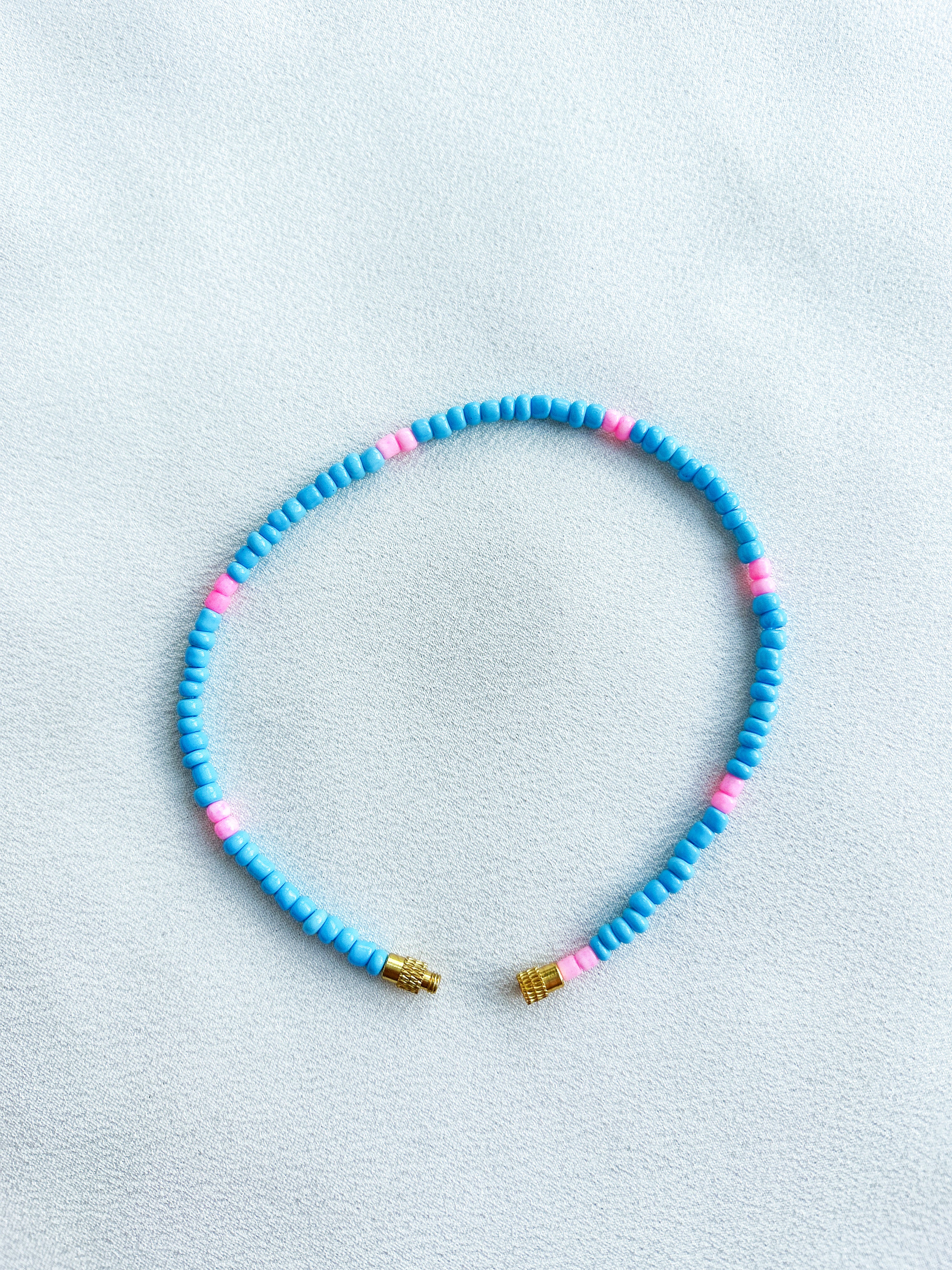 [THE ELEVEN] Anklet/Bracelet: Blue/Pink [Small Beads]