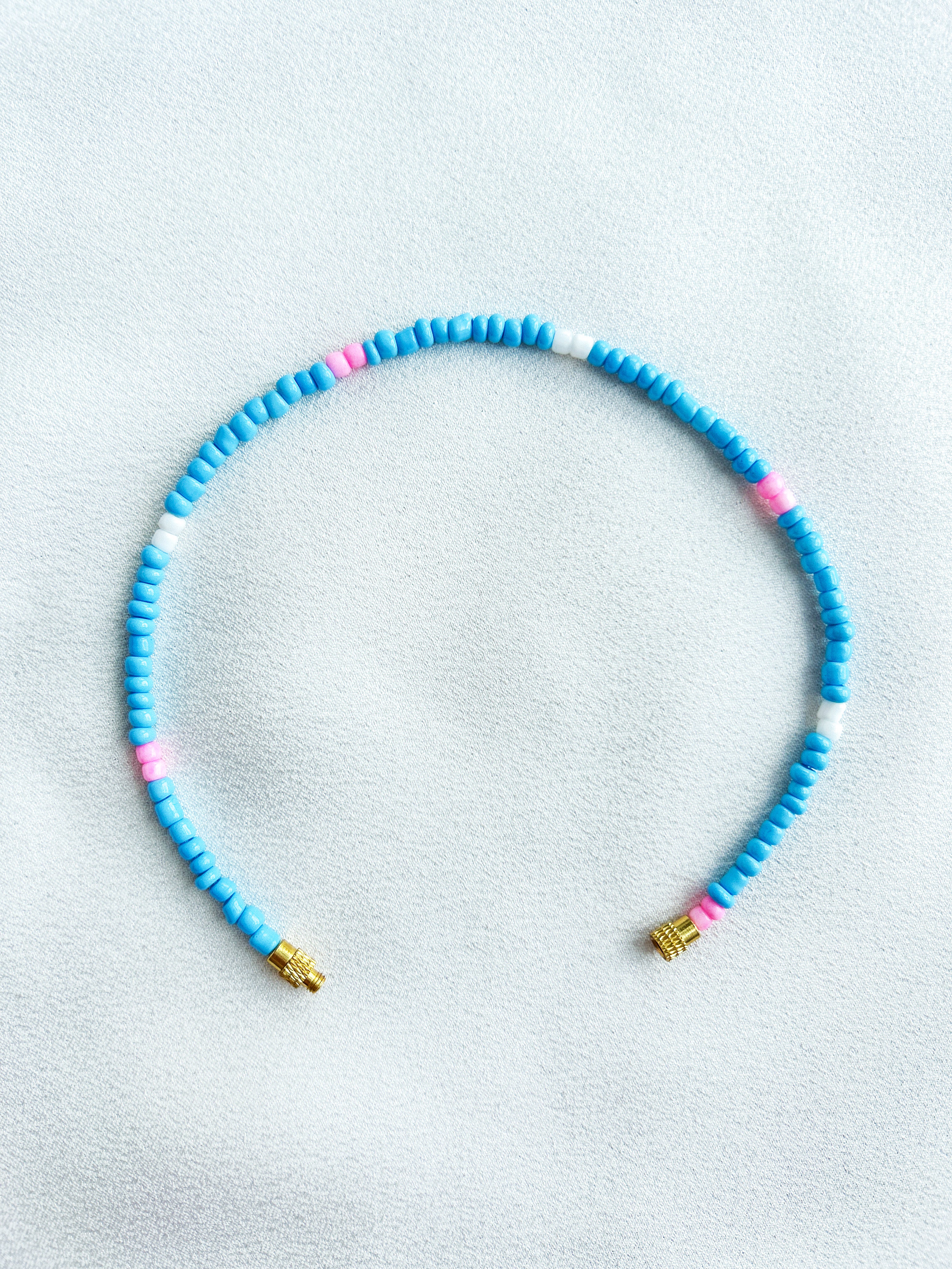 [THE ELEVEN] Anklet/Bracelet: Blue/Pink + White [Small Beads]