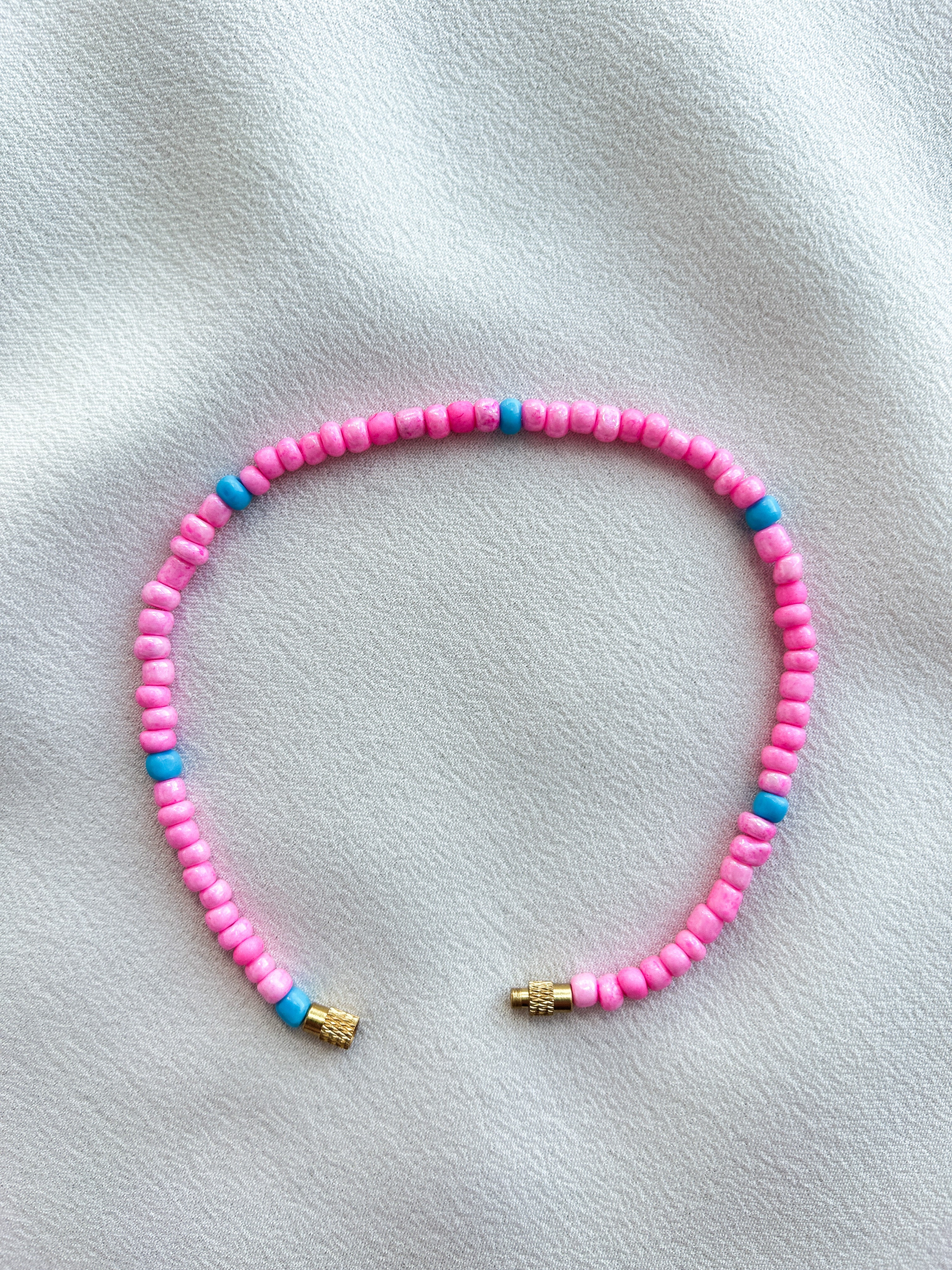 [THE ELEVEN] Anklet/Bracelet: Pink/Blue [Large Beads]
