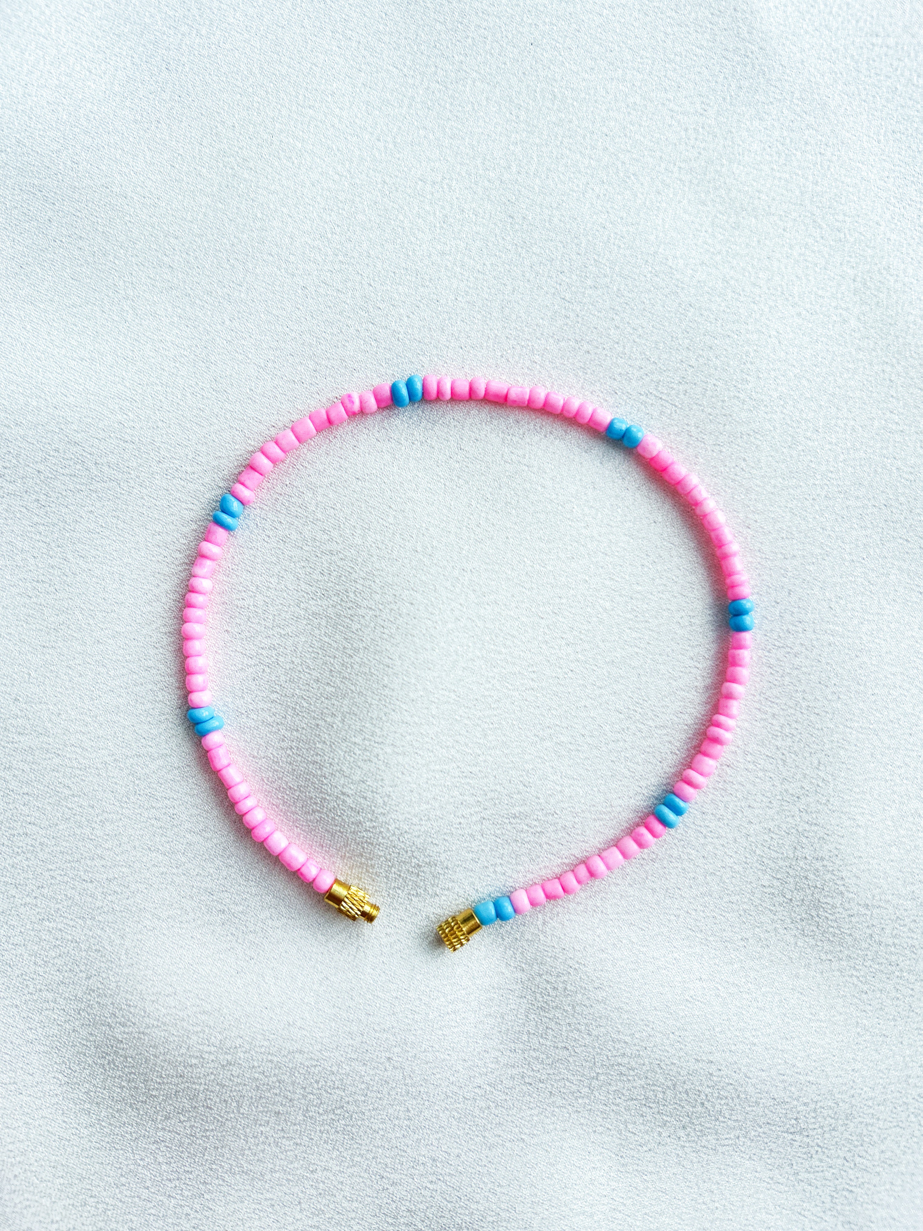 [THE ELEVEN] Anklet/Bracelet: Pink/Blue [Small Beads]
