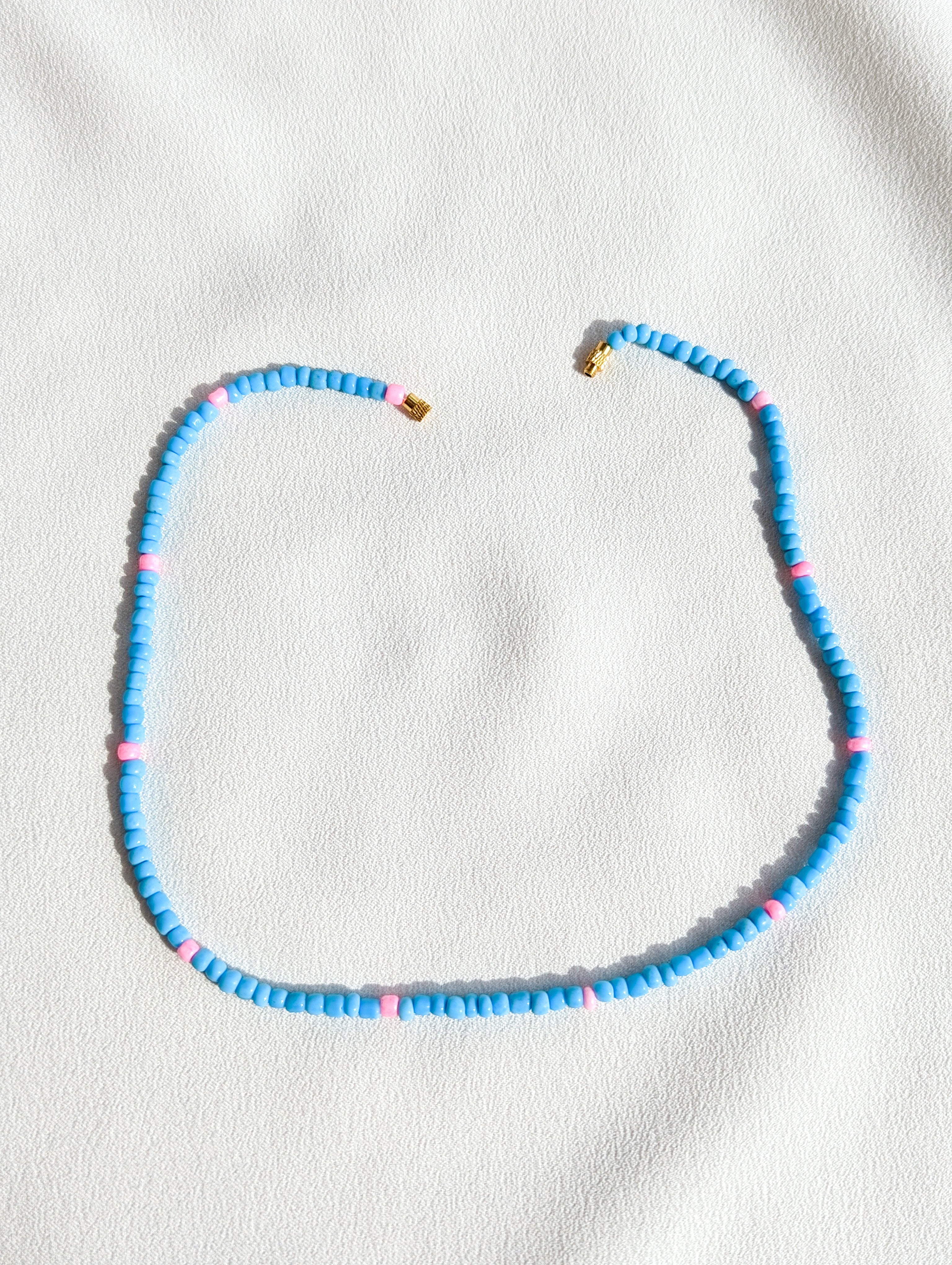[THE ELEVEN] Necklace: Blue/Pink [Large Beads]