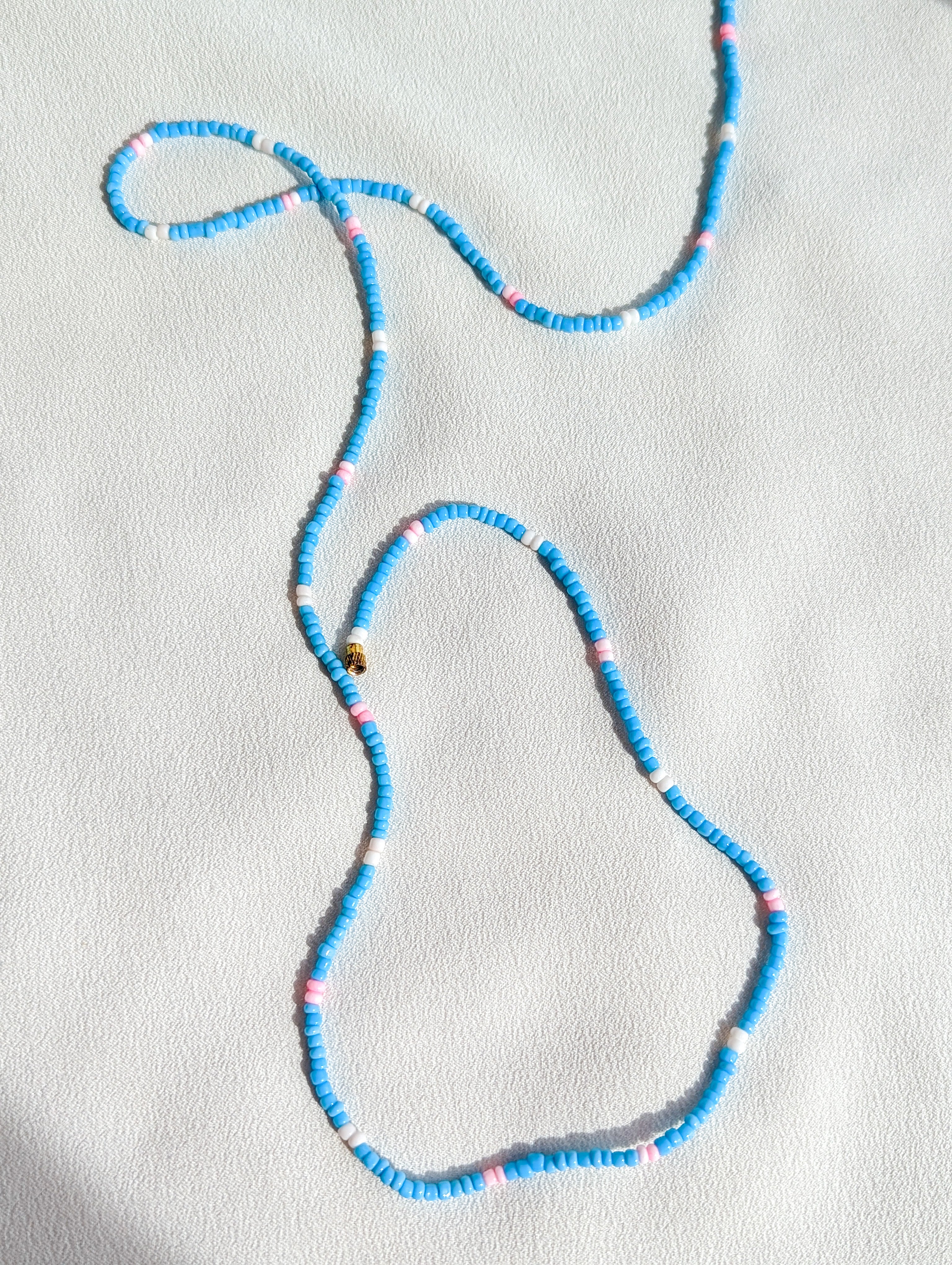 [THE ELEVEN] Belly Chain: Blue/White + Pink [Small Beads]