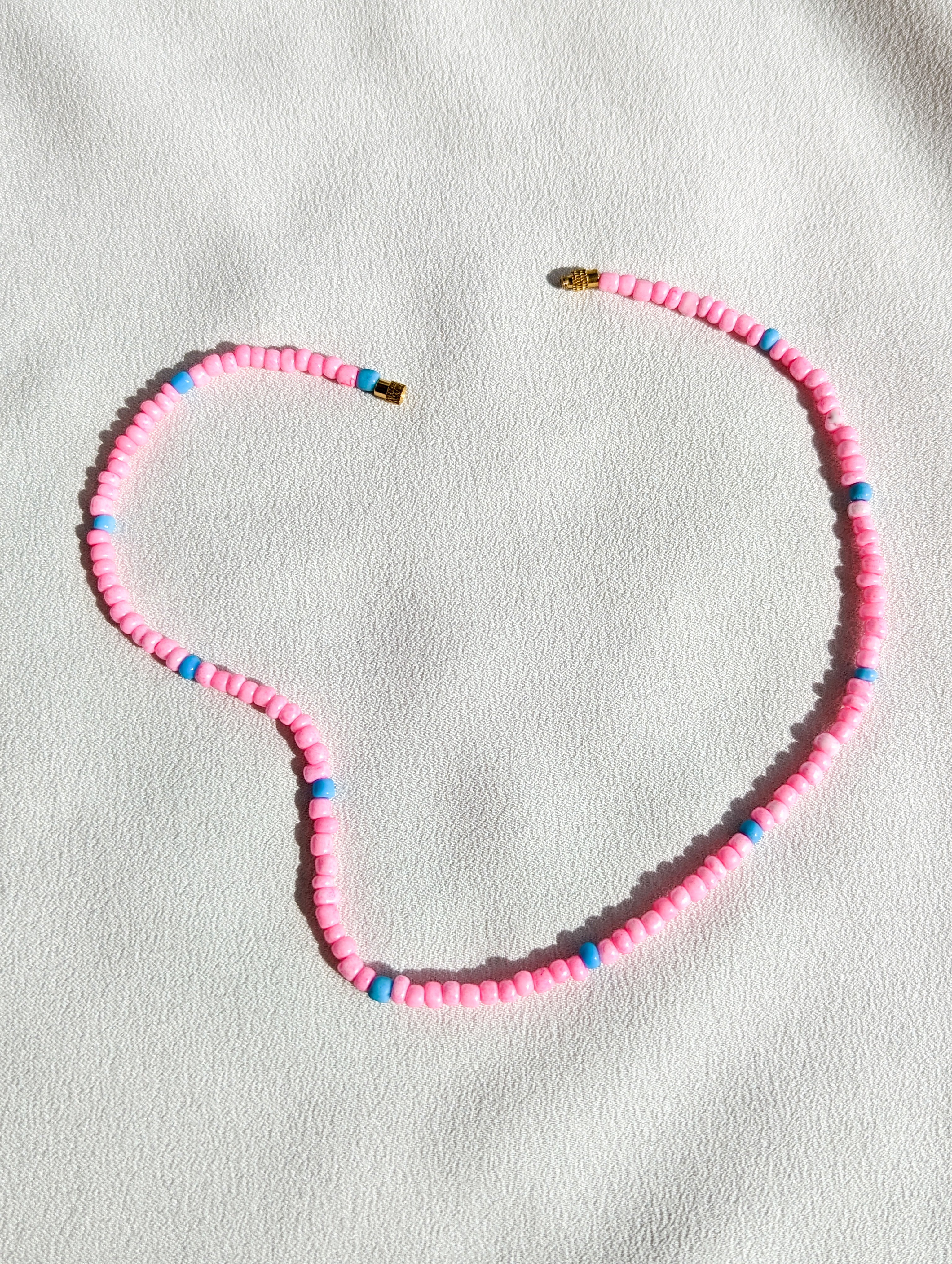 [THE ELEVEN] Necklace: Pink/Blue [Large Beads]