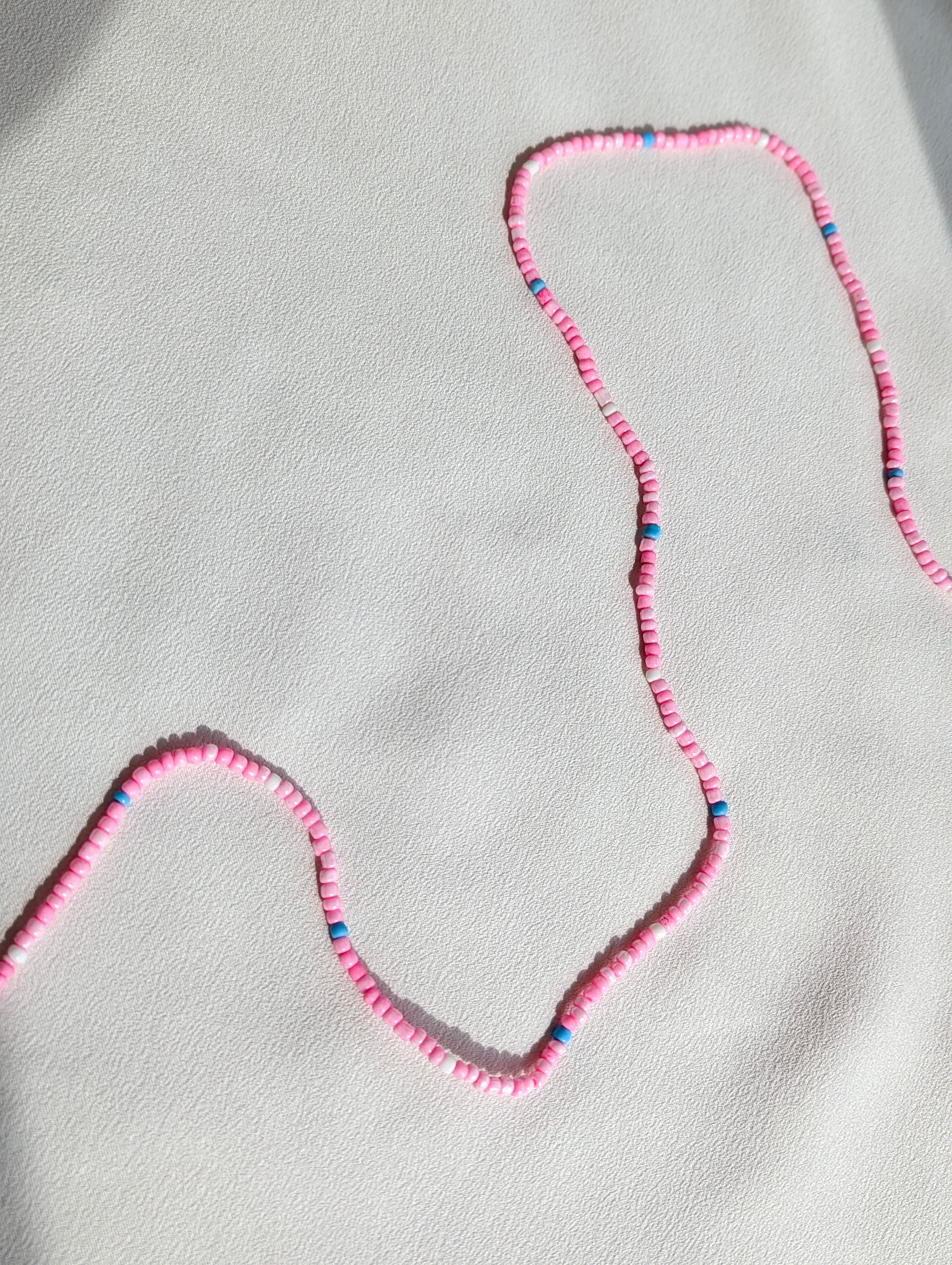 [THE ELEVEN] Belly Chain: Pink/Blue + White [Large Beads]