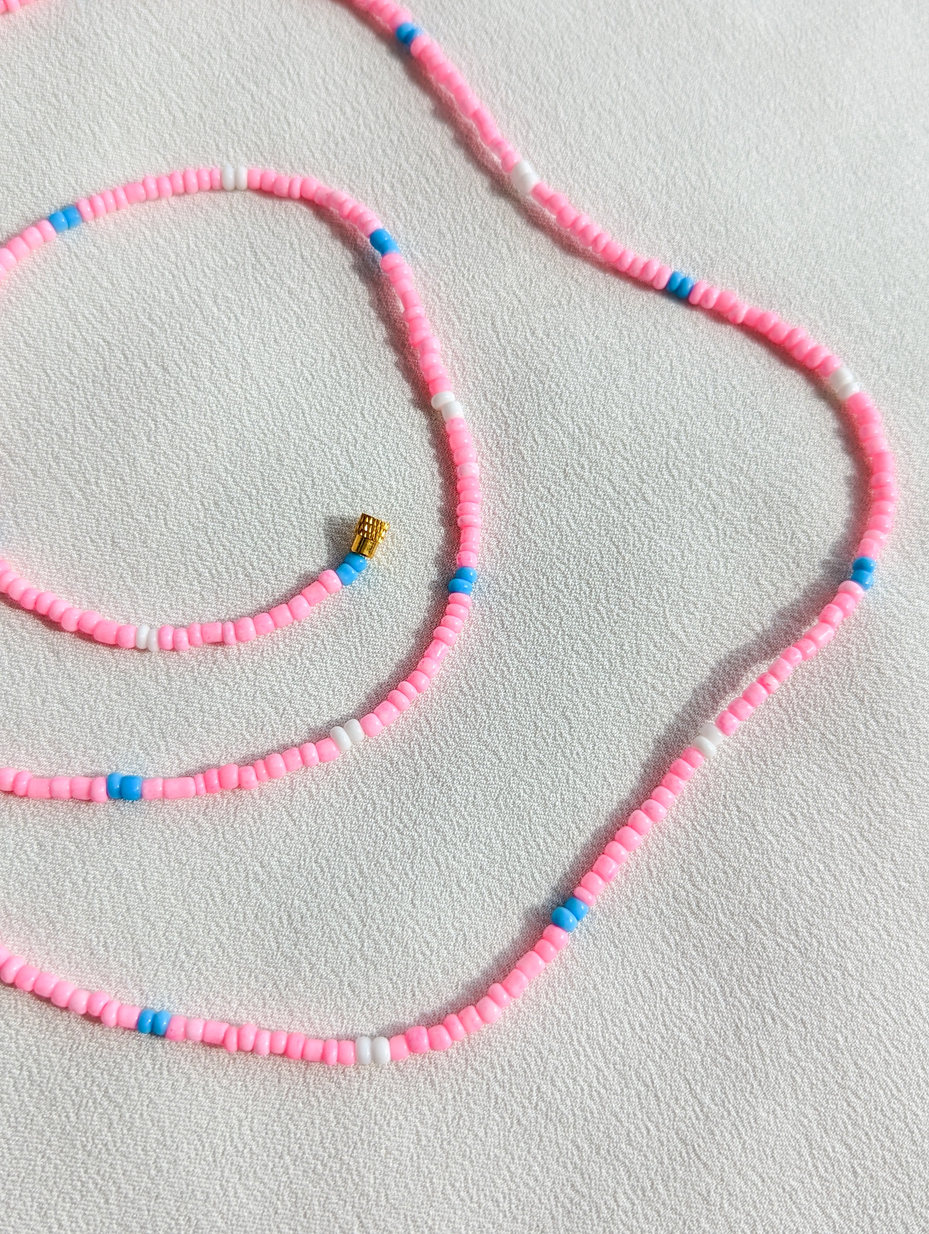 [THE ELEVEN] Belly Chain: Pink/Blue + White [Small Beads]