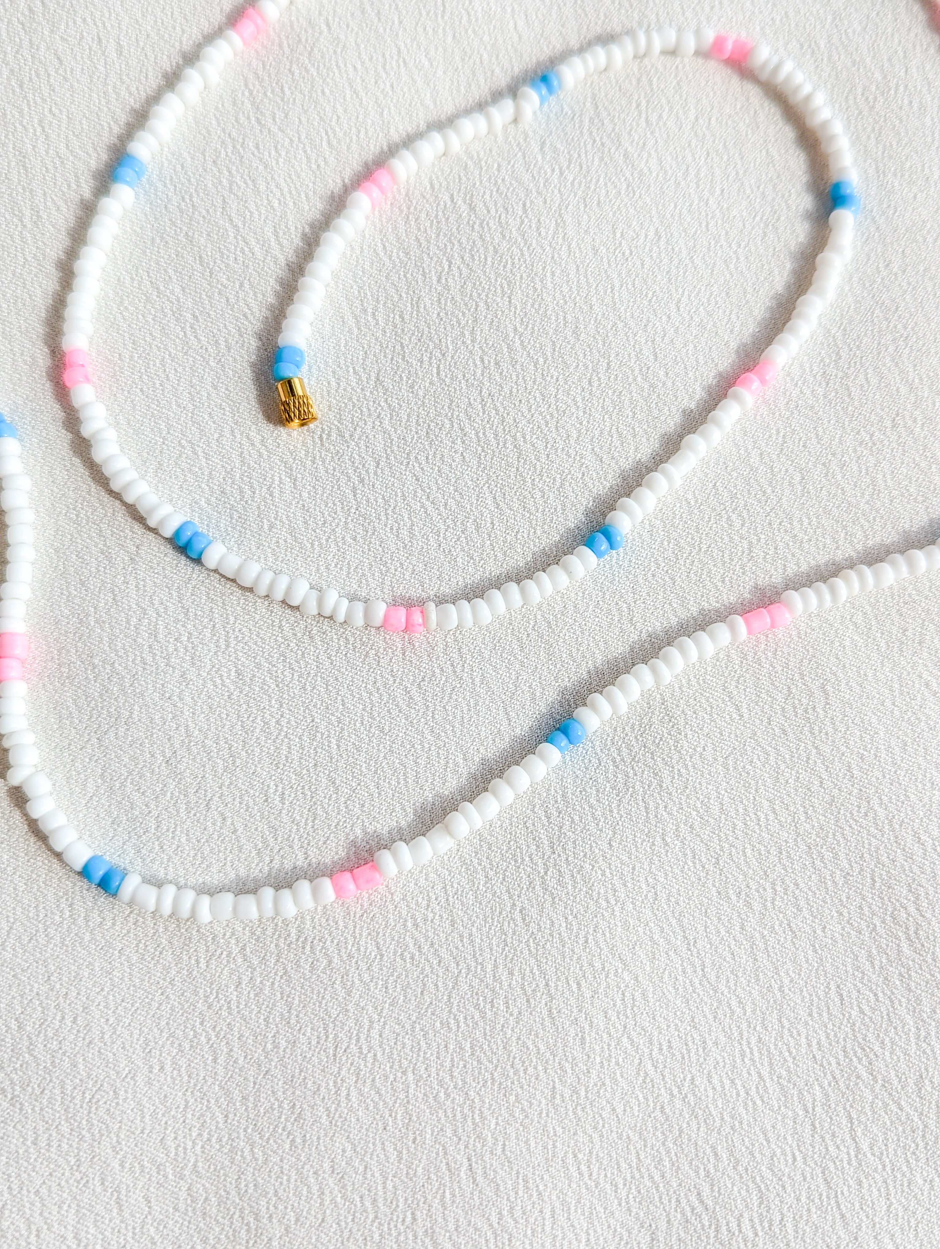[THE ELEVEN] Belly Chain: White/Pink + Blue [Small Beads]