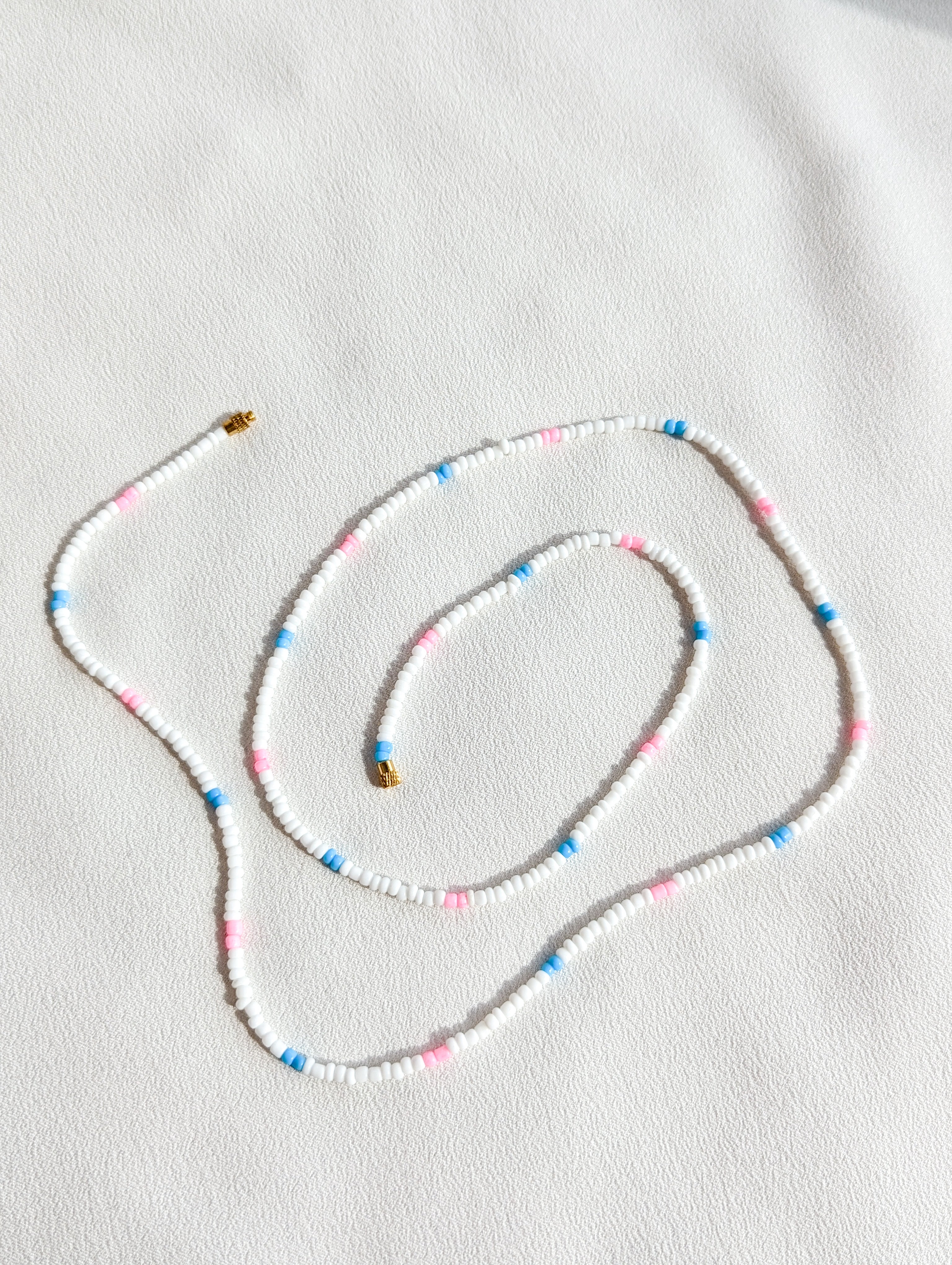 [THE ELEVEN] Belly Chain: White/Pink + Blue [Small Beads]