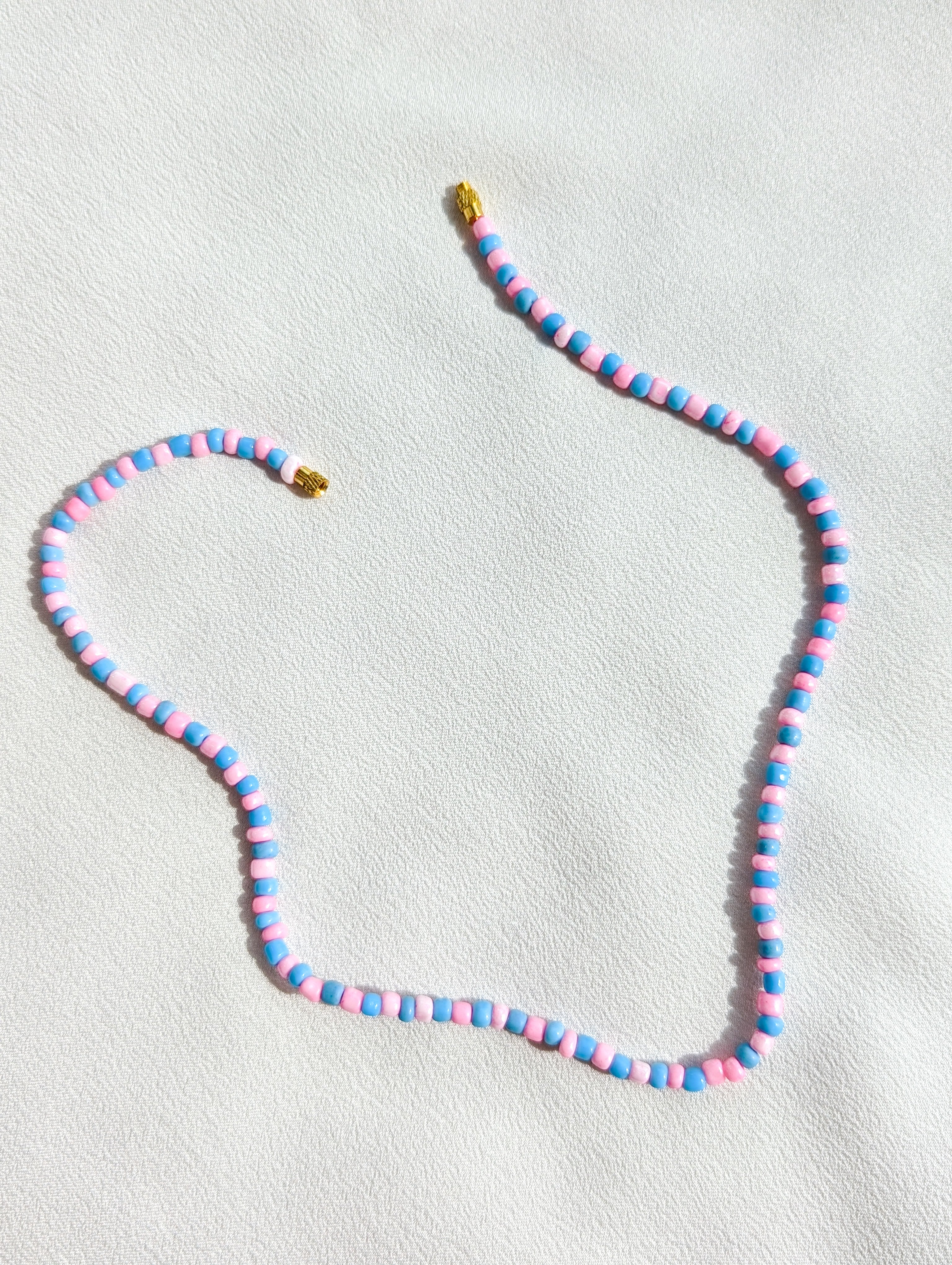 [THE TWO] Necklace: Pink/Blue [Large Beads]