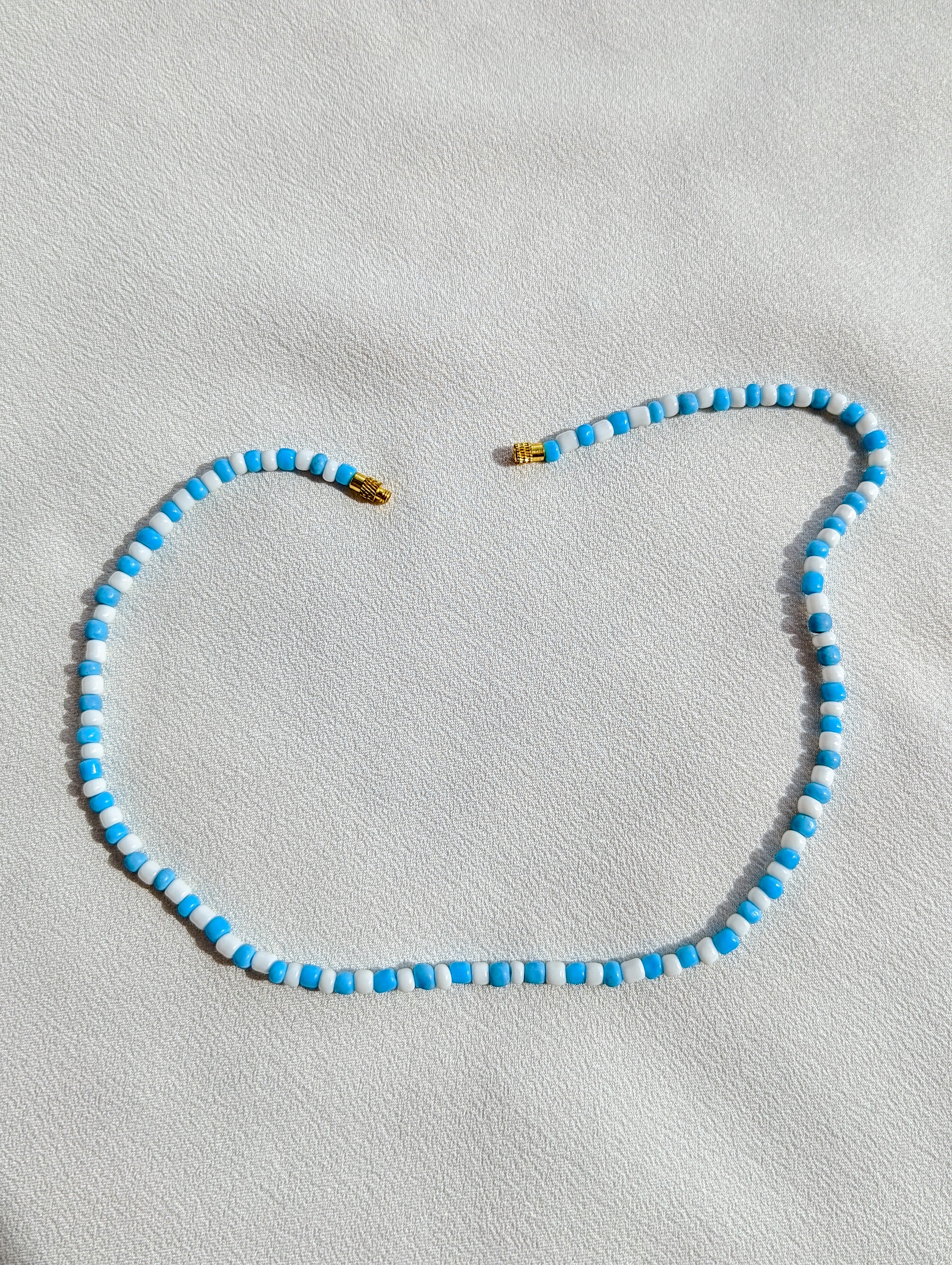 [THE TWO] Necklace: Blue/White [Large Beads]