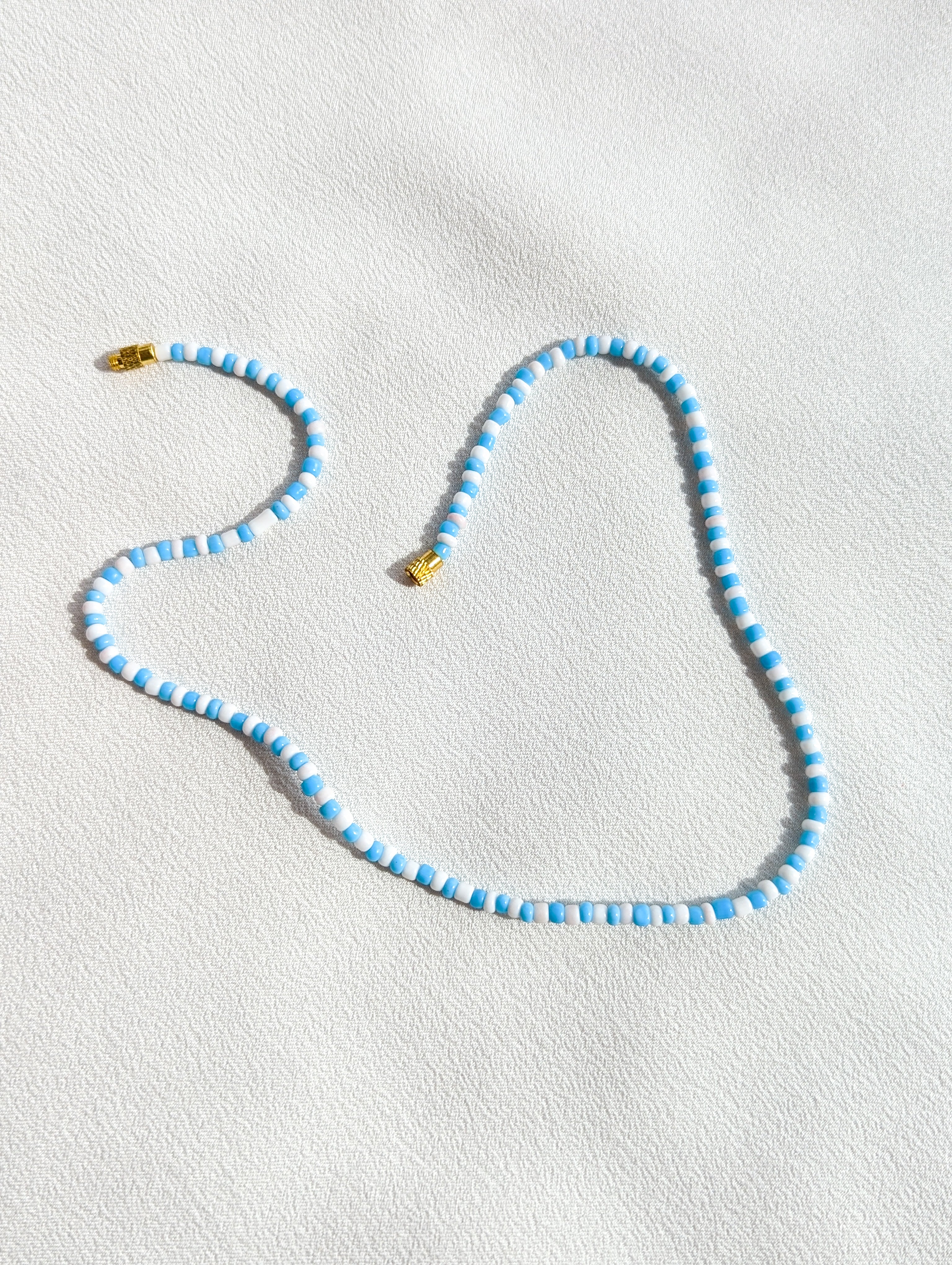 [THE TWO] Necklace: Blue/White [Small Beads]