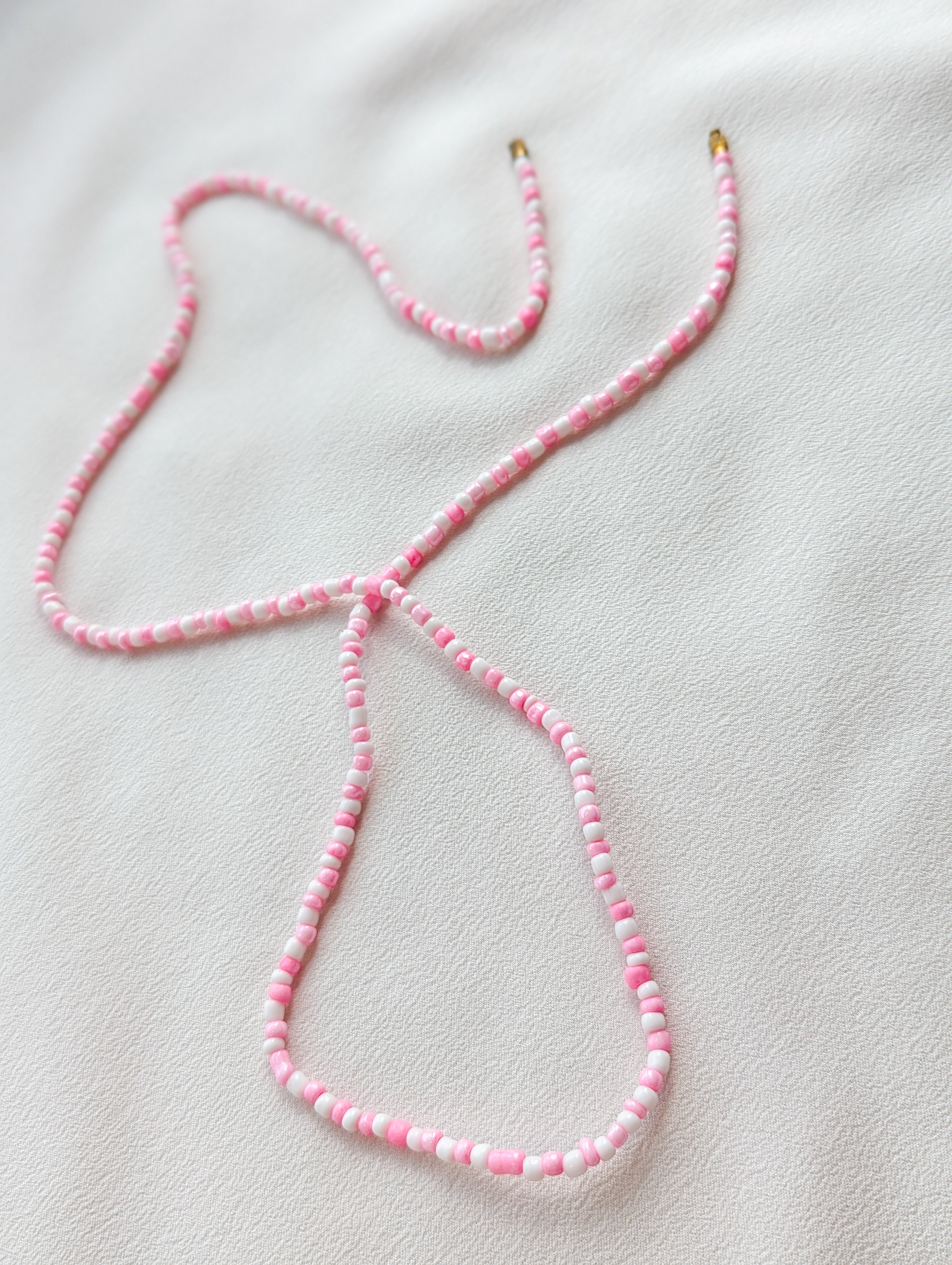 [THE TWO] Belly Chain: White/Pink [Large Beads]