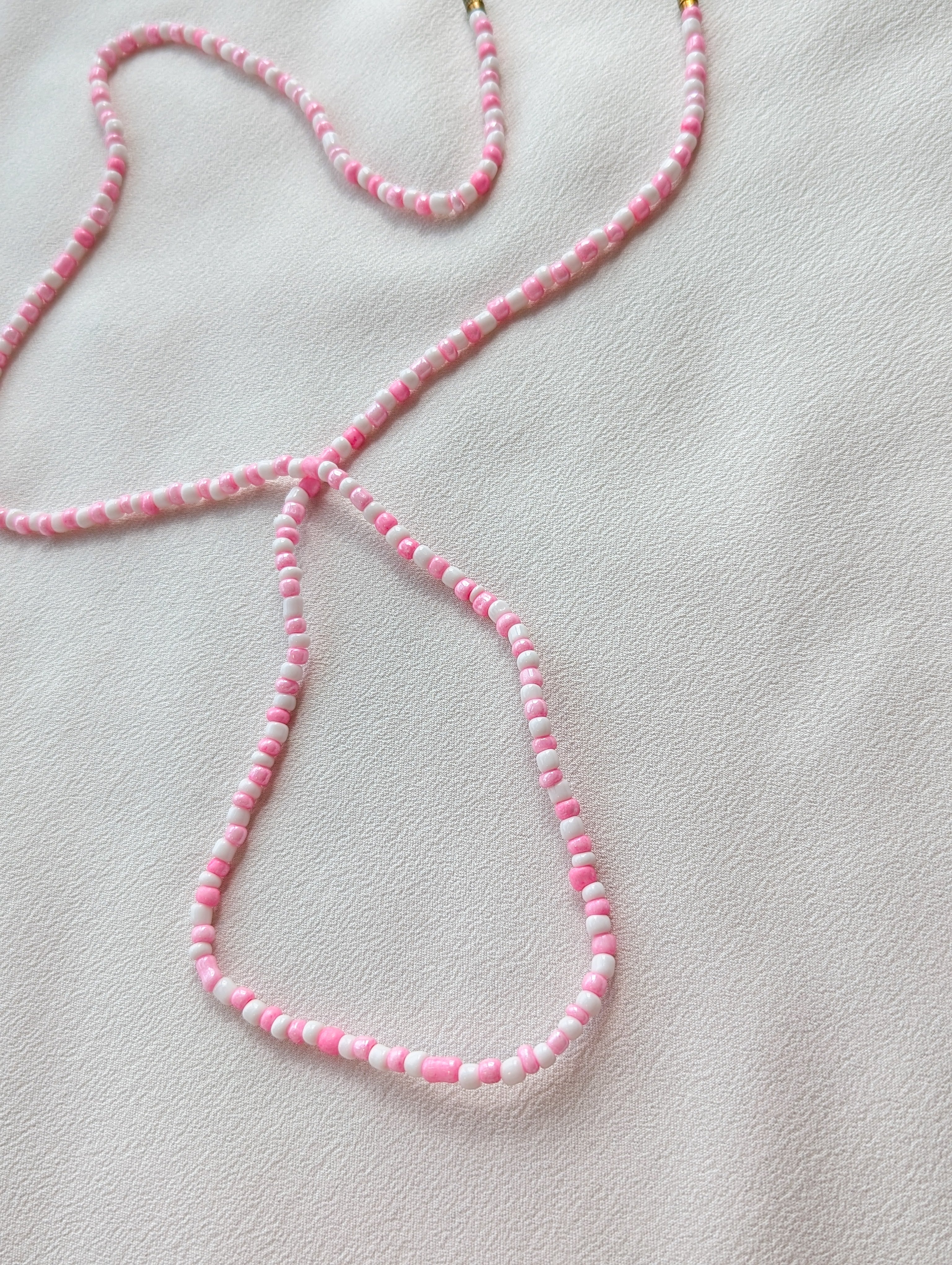 [THE TWO] Belly Chain: White/Pink [Large Beads]