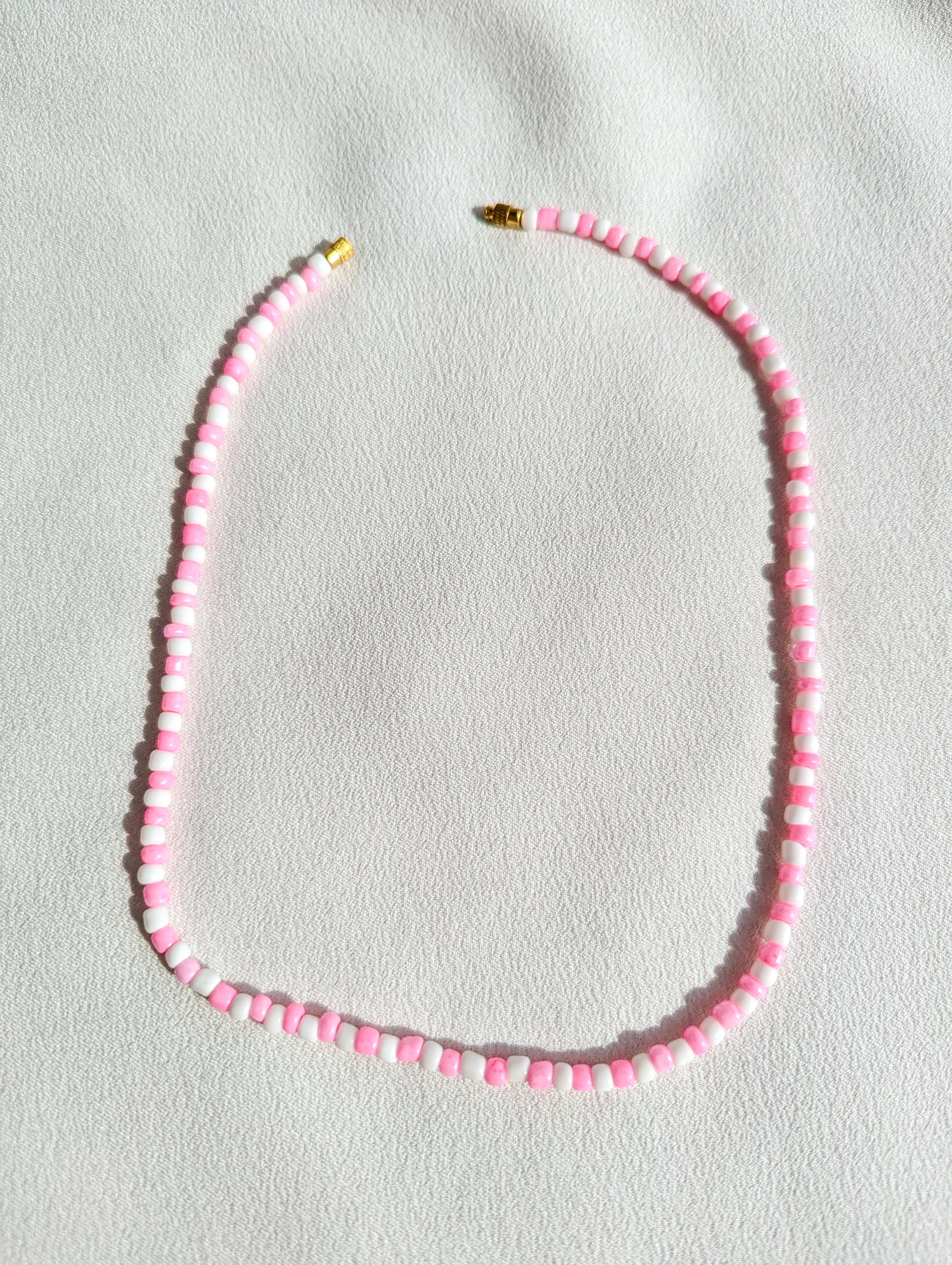 [THE TWO] Necklace: Pink/White [Large Beads]