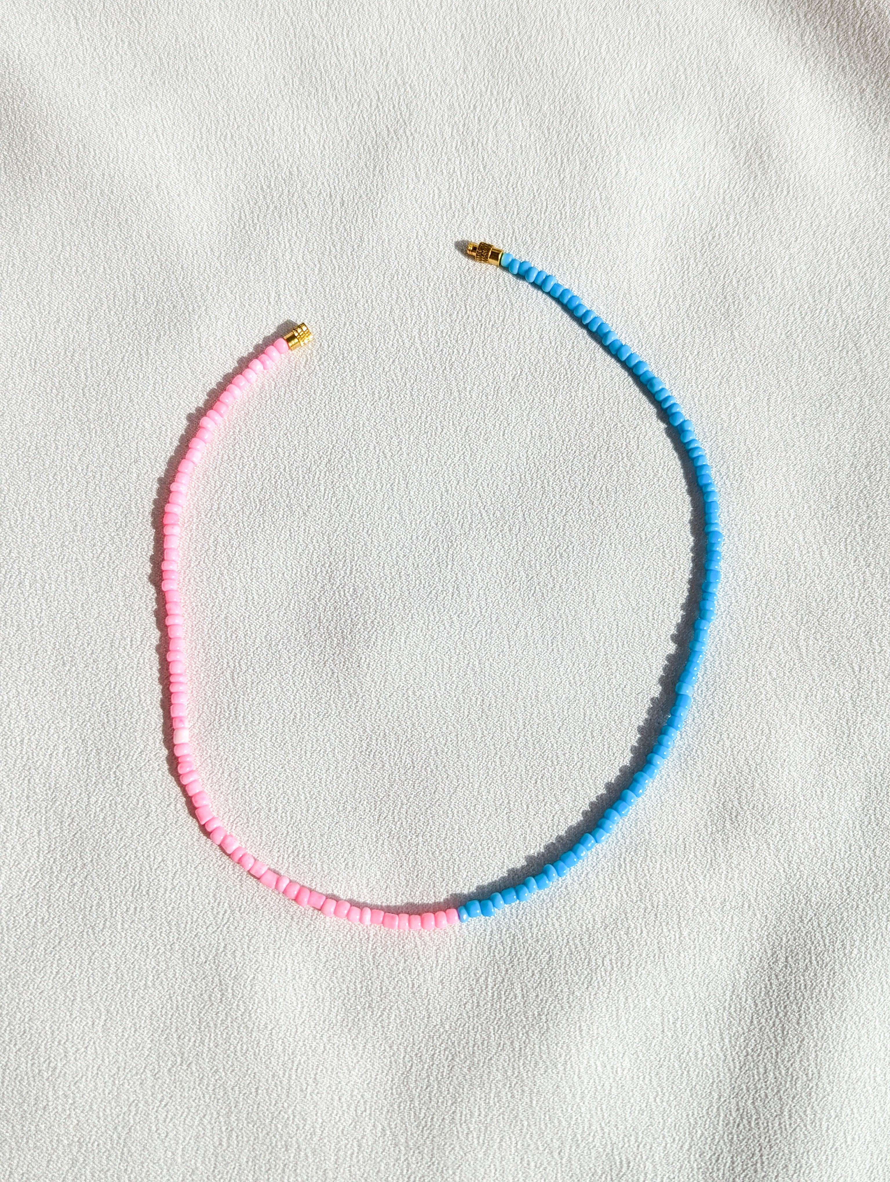 [THE FIFTY] Necklace: Blue/Pink [Small Beads]