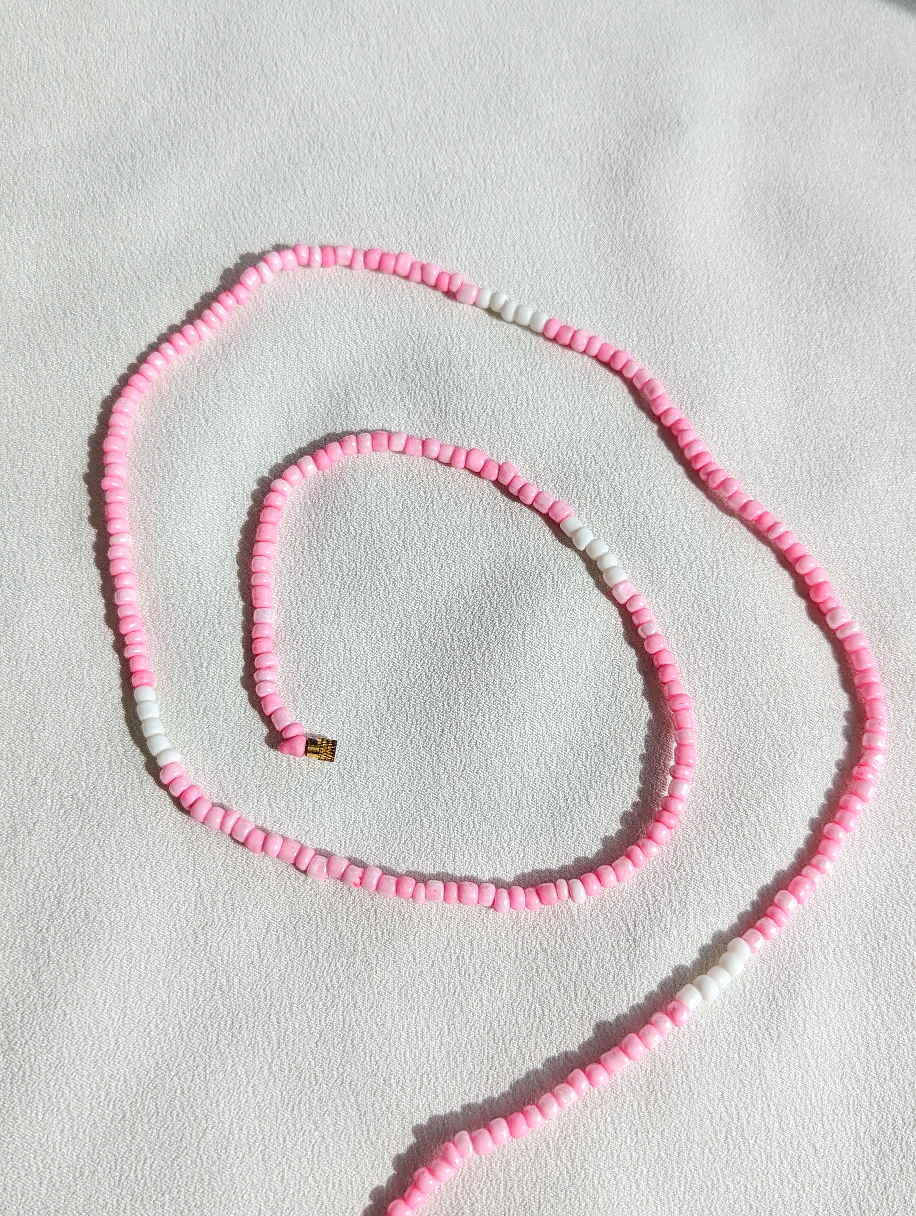 [THE FIFTY FIVE] Belly Chain: Pink/White [Large Beads]