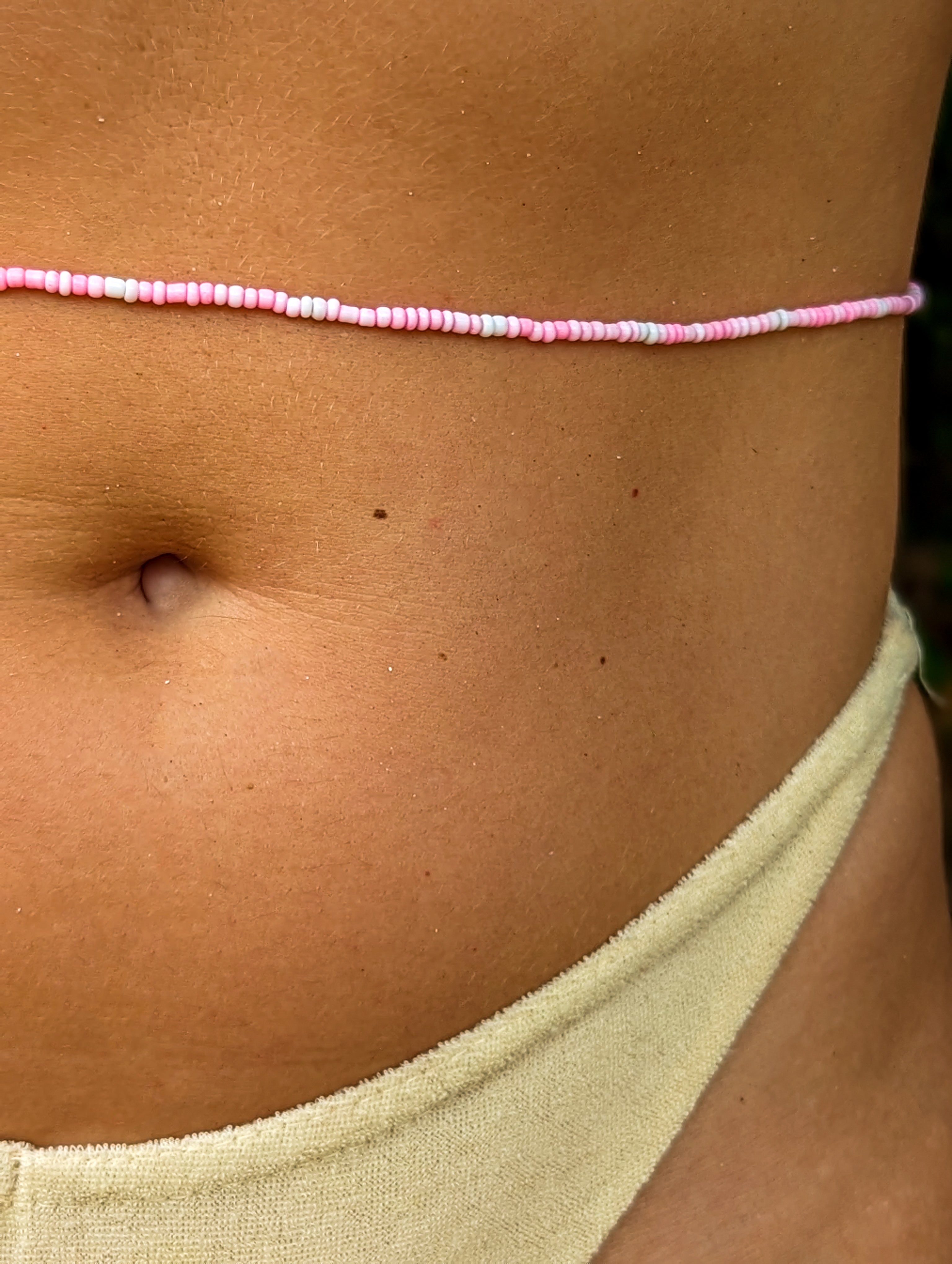 [THE ELEVEN] Belly Chain: Pink/White [Small Beads]