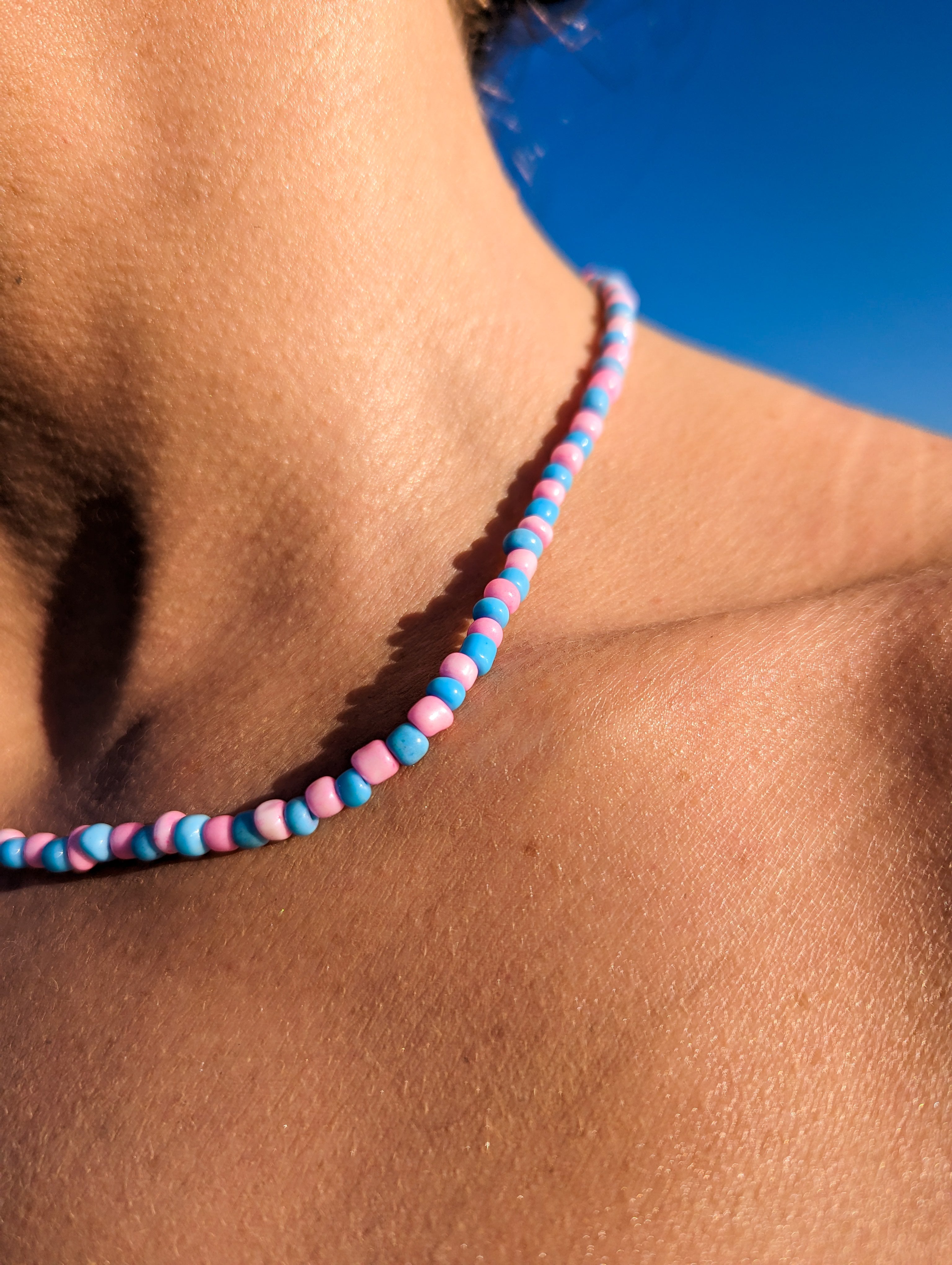 [THE TWO] Necklace: Pink/Blue [Large Beads]